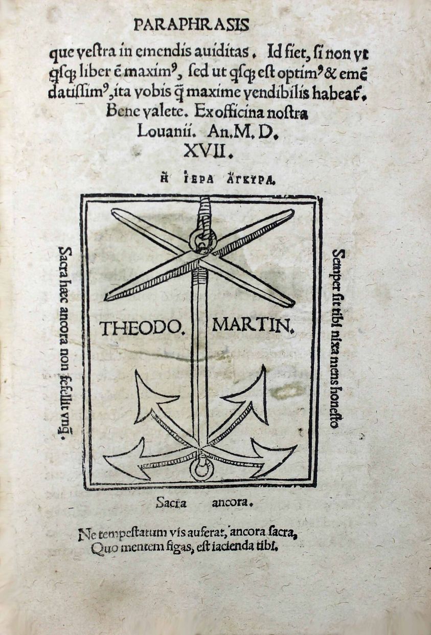 In epistolam Pauli ad Romanos Paraphrasis, Desiderius Erasmus, Louvain, Thierry Martens, 1517